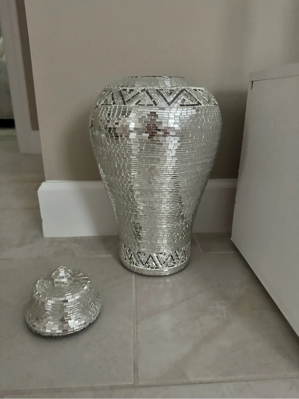 Silver Mosaic Decorative Jar - Home Accents